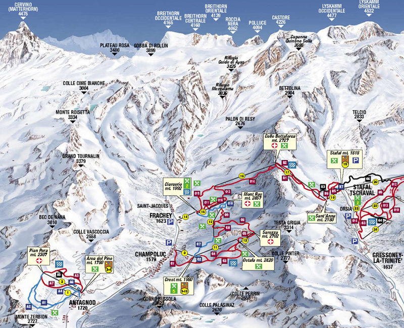 Mappa piste sci Champoluc